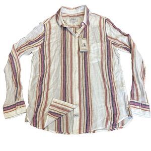NWT $158 Women's Rails Charli blouse Shirt SJewel Striped Long sleeve New